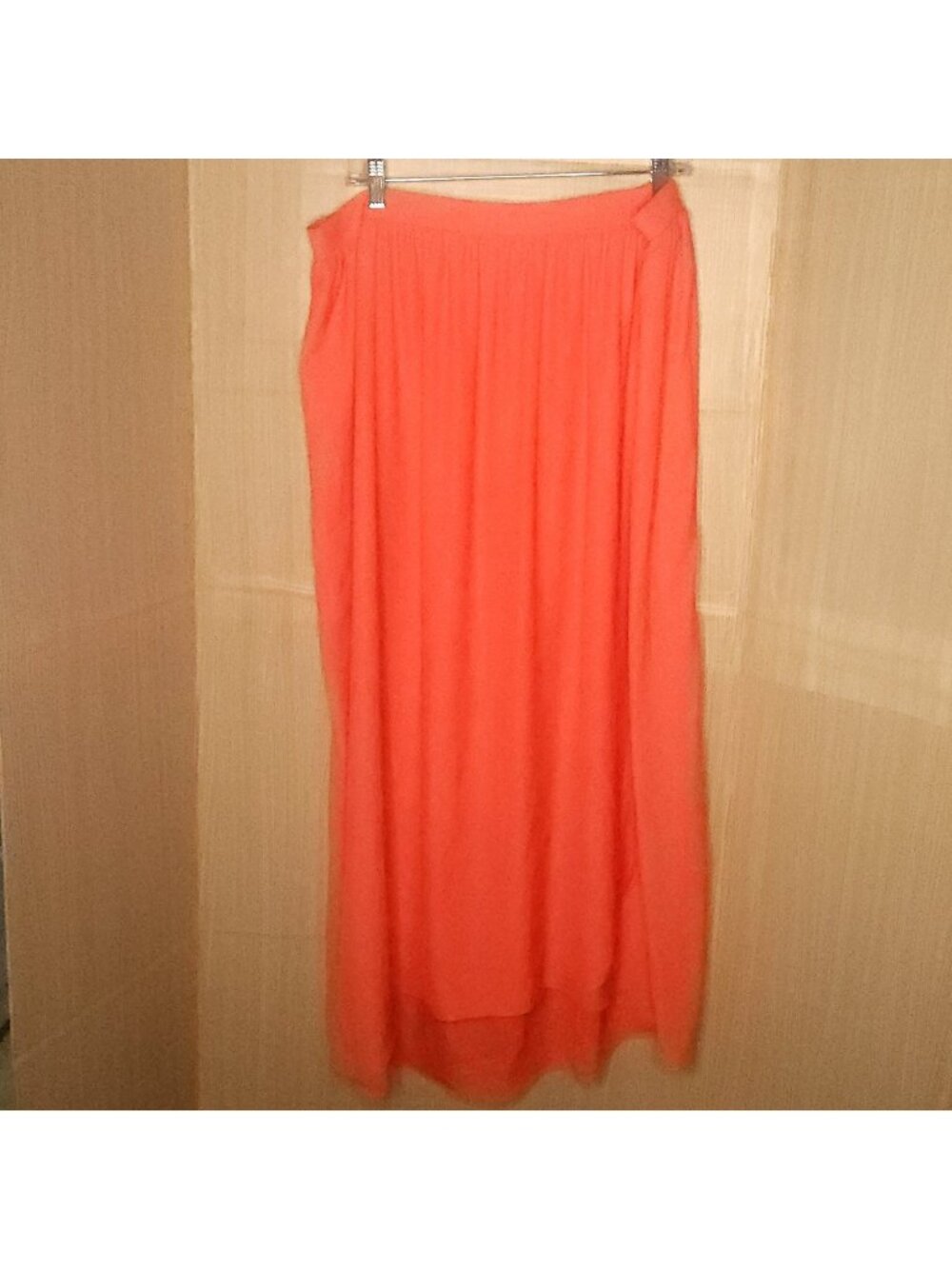 Liz Lange Maternity Salmon Pink Silky Flowy Elastic Waist Maxi Skirt Medium